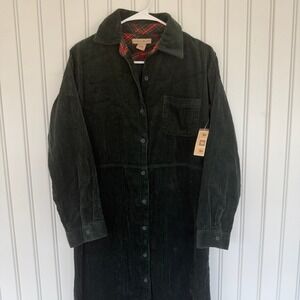 Vintage dress trench coat corduroy plaid jacket VTG Grannycore 90s cotton green